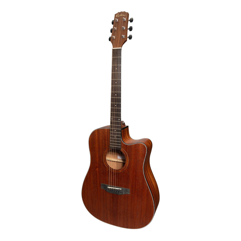 Martinez 'Natural Series' Mahogany Top Acoustic-Electric Dreadnought Cutaway Guitar (Open Pore)