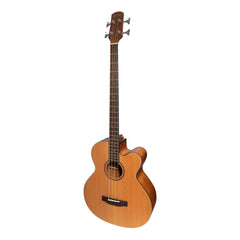 Martinez 'Natural Series' Solid Cedar Top Acoustic-Electric Cutaway Bass Guitar (Open Pore)