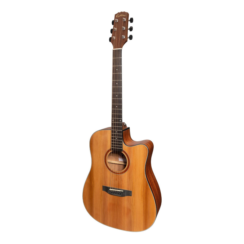 Martinez 'Natural Series' Solid Cedar Top Acoustic-Electric Dreadnought Cutaway Guitar (Open Pore)