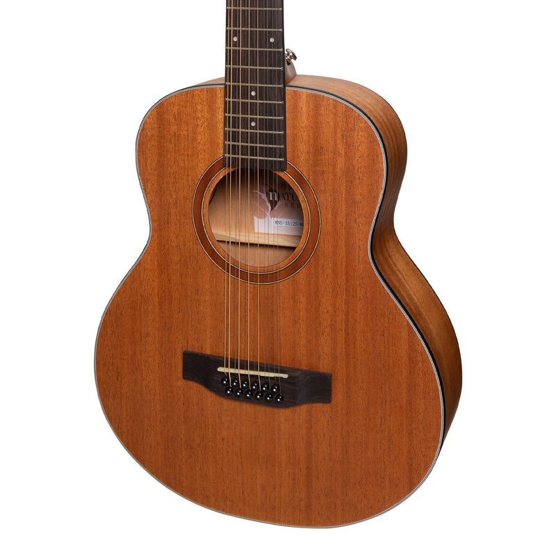 Martinez 'Natural Series' Solid Mahogany Top 12-String Acoustic-Electric Mini Short Scale Guitar (Open Pore)