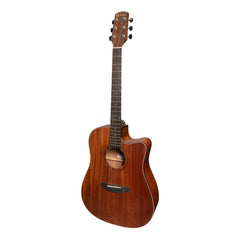 Martinez 'Natural Series' Solid Mahogany Top Acoustic-Electric Dreadnought Cutaway Guitar (Open Pore)