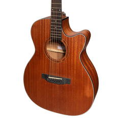 Martinez 'Natural Series' Solid Mahogany Top Acoustic-Electric Small Body Cutaway Guitar (Open Pore)