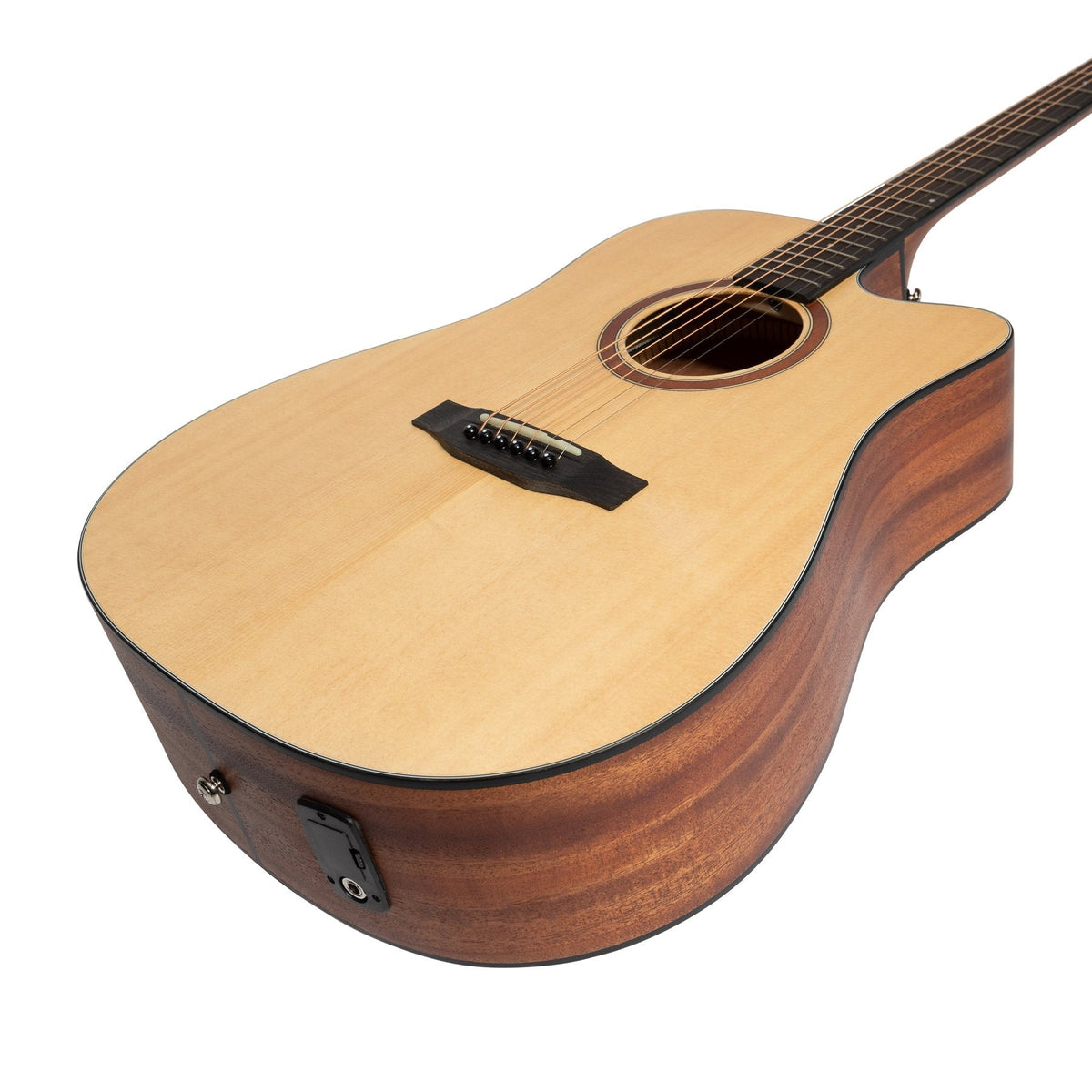Martinez 'Natural Series' Solid Spruce Top Acoustic-Electric Dreadnought Cutaway Guitar (Open Pore)