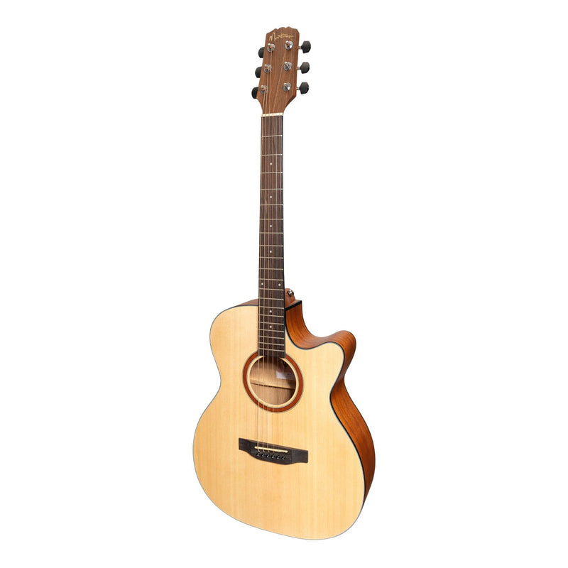 Martinez 'Natural Series' Solid Spruce Top Acoustic-Electric Small Body Cutaway Guitar (Open Pore)