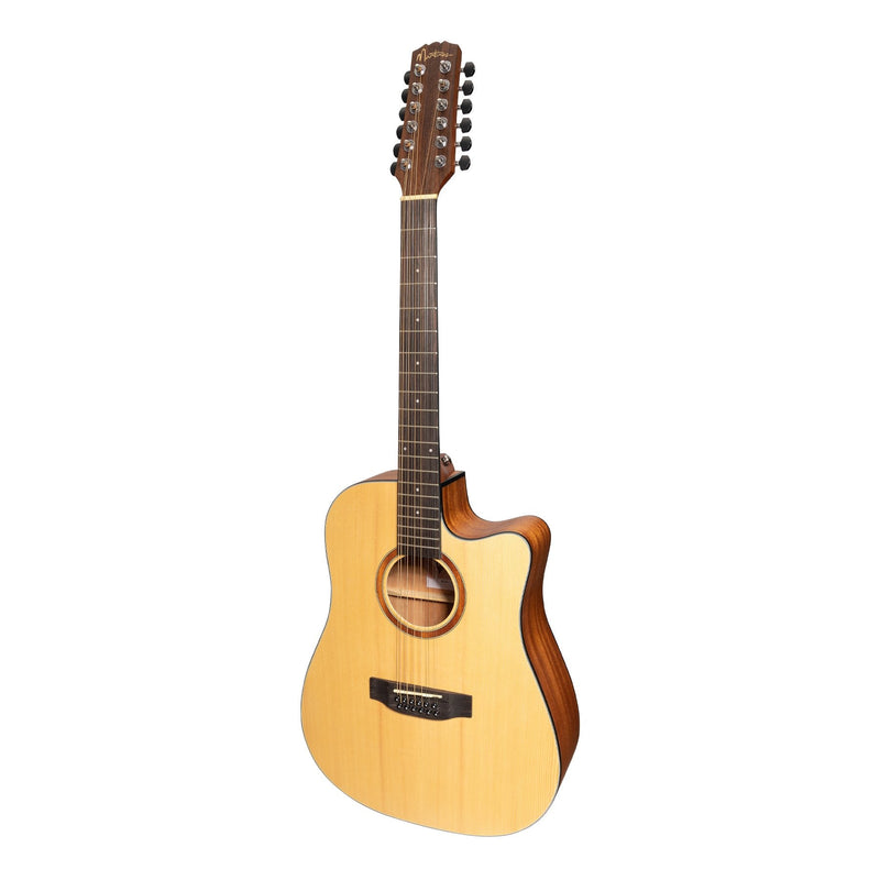 Martinez 'Natural Series' Spruce Top 12-String Acoustic-Electric Dreadnought Cutaway Guitar (Open Pore)