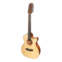 Martinez 'Natural Series' Spruce Top 12-String Acoustic-Electric Small Body Cutaway Guitar (Open Pore)