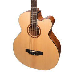 Martinez 'Natural Series' Spruce Top Acoustic-Electric Cutaway Bass Guitar (Open Pore)