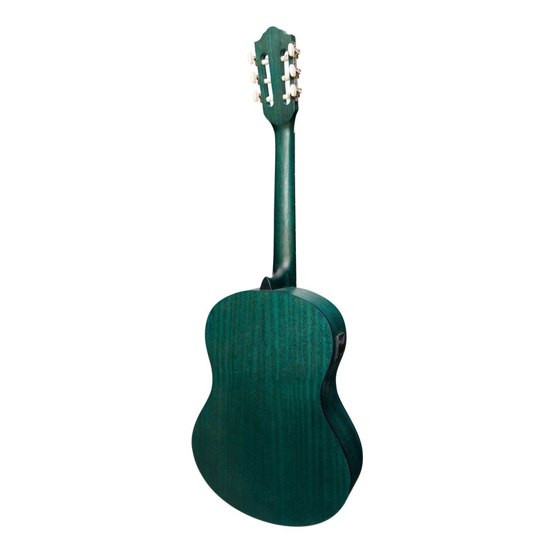 Martinez 'Slim Jim' Full Size Student Classical Guitar Pack with Built In Tuner (Teal Green)