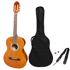 Martinez 'Slim Jim' G-Series Full Size Student Classical Guitar Pack with Built In Tuner (Natural-Gloss)