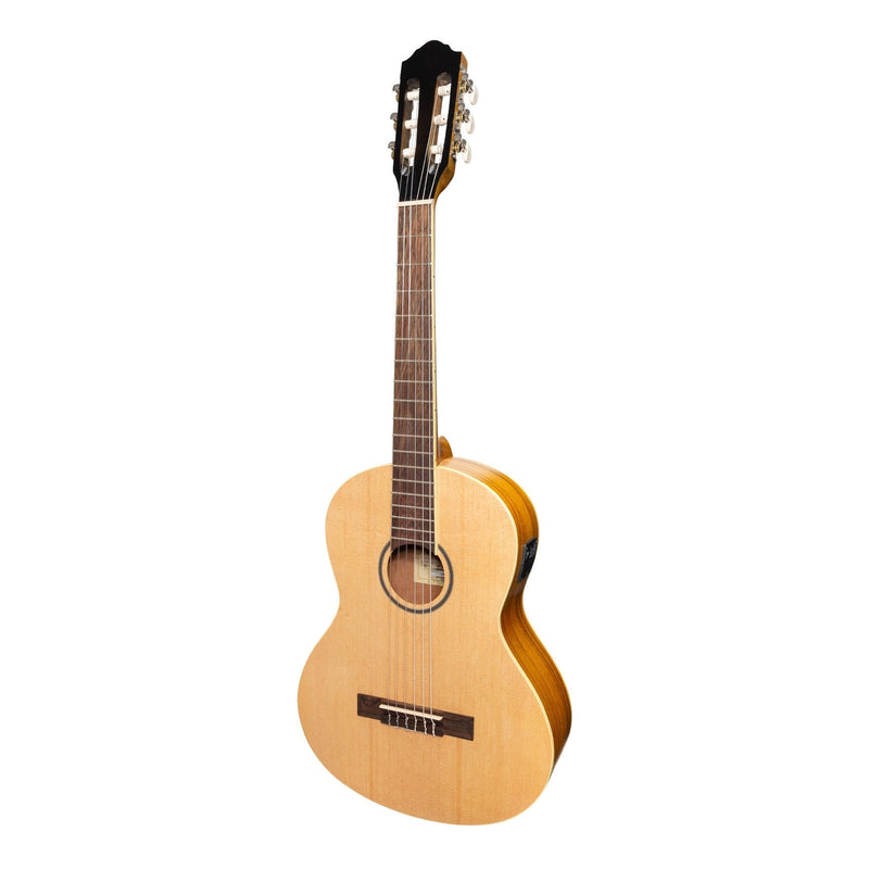 Martinez 'Slim Jim' Left Handed 3/4 Size Student Classical Guitar Pack with Built In Tuner (Spruce/Koa)