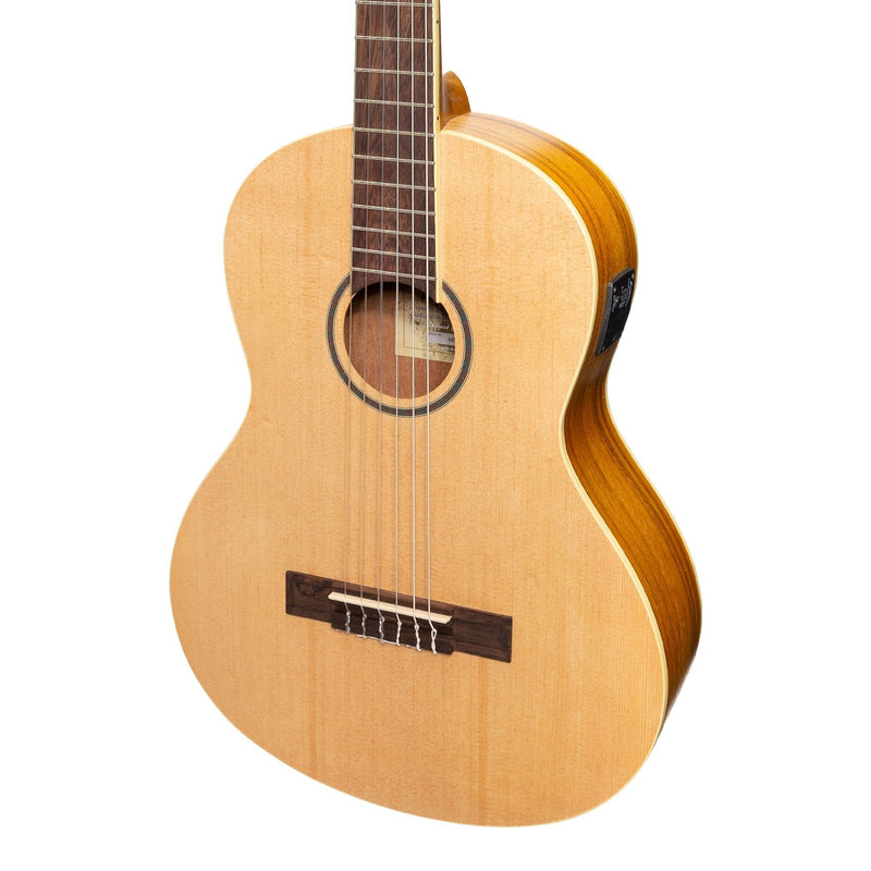 Martinez 'Slim Jim' Left Handed 3/4 Size Student Classical Guitar Pack with Built In Tuner (Spruce/Koa)