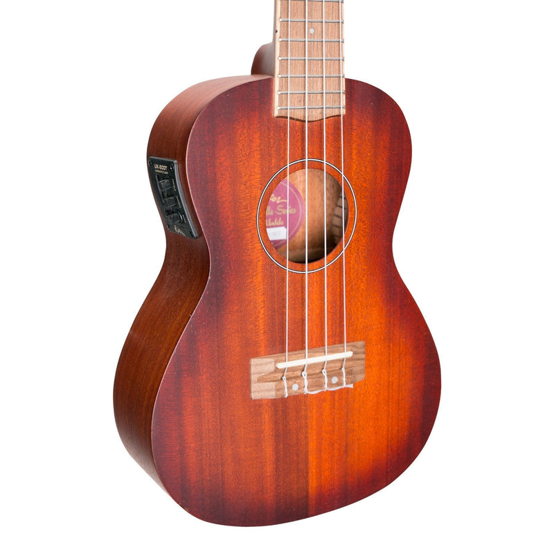 Martinez 'Southern Belle 6 Series' Mahogany Solid Top Electric Concert Ukulele with Hard Case (Sunburst)