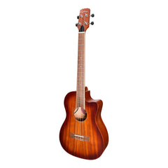 Martinez 'Southern Belle 6 Series' Mahogany Solid Top Electric Cutaway Baritone Ukulele with Hard Case (Sunburst)