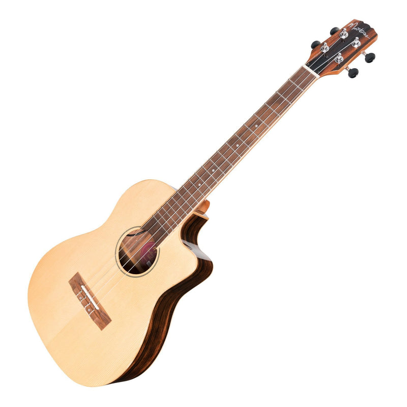 Martinez 'Southern Belle 7 Series' Spruce Solid Top Electric Cutaway Baritone Ukulele with Hard Case (Natural Gloss)