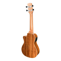 Martinez 'Southern Belle 8 Series' Koa Solid Top Electric Cutaway Concert Ukulele with Hard Case (Natural Gloss)