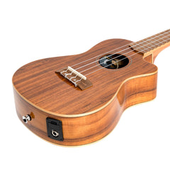 Martinez 'Southern Belle 8 Series' Koa Solid Top Electric Cutaway Concert Ukulele with Hard Case (Natural Gloss)