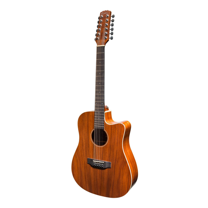 Martinez 'Southern Star Series' Koa Solid Top 12-String Acoustic-Electric Dreadnought Cutaway Guitar (Natural Gloss)