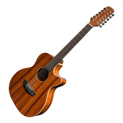 Martinez 'Southern Star Series' Koa Solid Top 12-String Acoustic-Electric Small Body Cutaway Guitar (Natural Gloss)