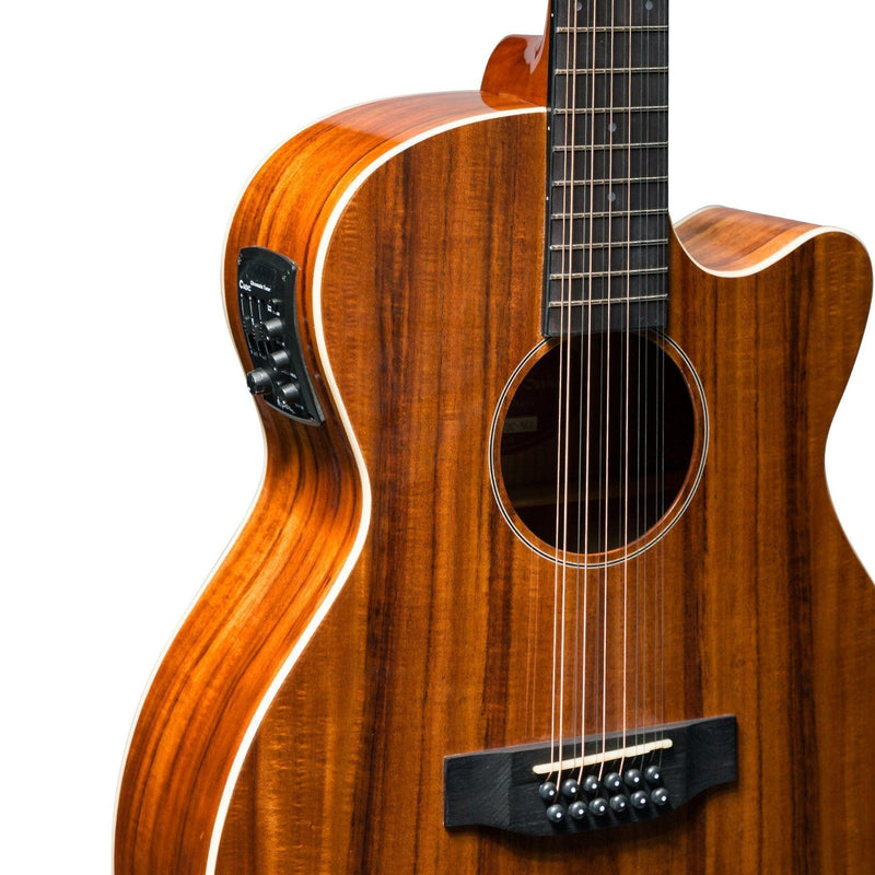 Martinez 'Southern Star Series' Koa Solid Top 12-String Acoustic-Electric Small Body Cutaway Guitar (Natural Gloss)