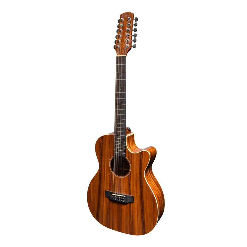 Martinez 'Southern Star Series' Koa Solid Top 12-String Acoustic-Electric Small Body Cutaway Guitar (Natural Gloss)