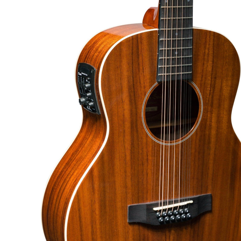 Martinez 'Southern Star Series' Koa Solid Top 12-String Acoustic-Electric TS-Mini Guitar (Natural Gloss)