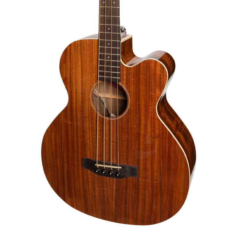 Martinez 'Southern Star Series' Koa Solid Top Acoustic-Electric Cutaway Bass Guitar (Natural Gloss)