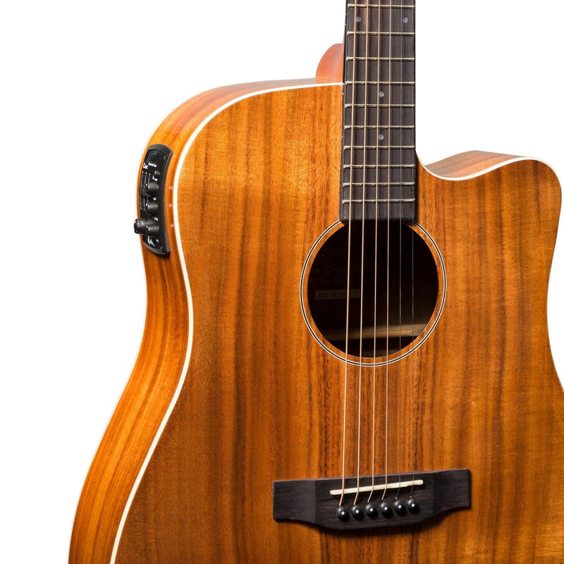 Martinez 'Southern Star Series' Koa Solid Top Acoustic-Electric Dreadnought Cutaway Guitar (Natural Gloss)