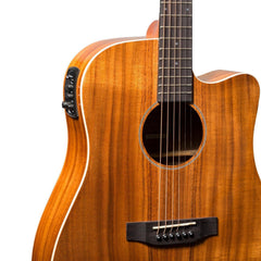 Martinez 'Southern Star Series' Koa Solid Top Acoustic-Electric Dreadnought Cutaway Guitar (Natural Gloss)