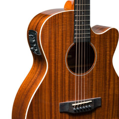 Martinez 'Southern Star Series' Koa Solid Top Acoustic-Electric Small Body Cutaway Guitar (Natural Gloss)