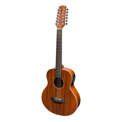 Martinez 'Southern Star Series' Koa Solid Top Left Handed 12-String Acoustic-Electric TS-Mini Guitar (Natural Gloss)