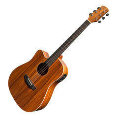 Martinez 'Southern Star Series' Left Handed Koa Solid Top Acoustic-Electric Dreadnought Cutaway Guitar (Natural Gloss)