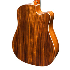 Martinez 'Southern Star Series' Left Handed Koa Solid Top Acoustic-Electric Dreadnought Cutaway Guitar (Natural Gloss)