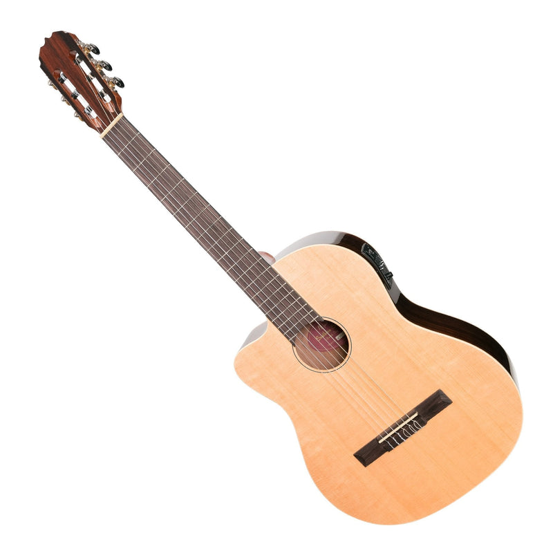 Martinez 'Southern Star Series' Left Handed Spruce Solid Top Acoustic-Electric Classical Cutaway Guitar (Natural Gloss)