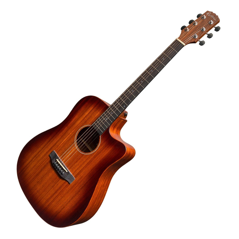 Martinez 'Southern Star Series' Mahogany Solid Top Acoustic-Electric Dreadnought Cutaway Guitar (Satin Sunburst)