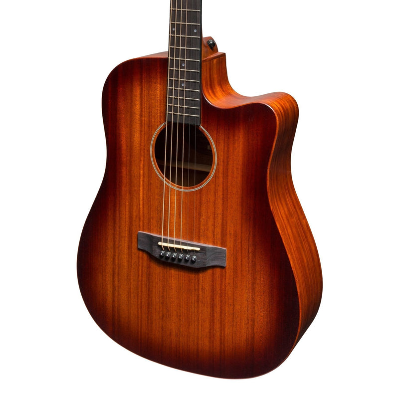 Martinez 'Southern Star Series' Mahogany Solid Top Acoustic-Electric Dreadnought Cutaway Guitar (Satin Sunburst)