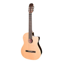 Martinez 'Southern Star Series' Spruce Solid Top Acoustic-Electric Classical Cutaway Guitar (Natural Gloss)