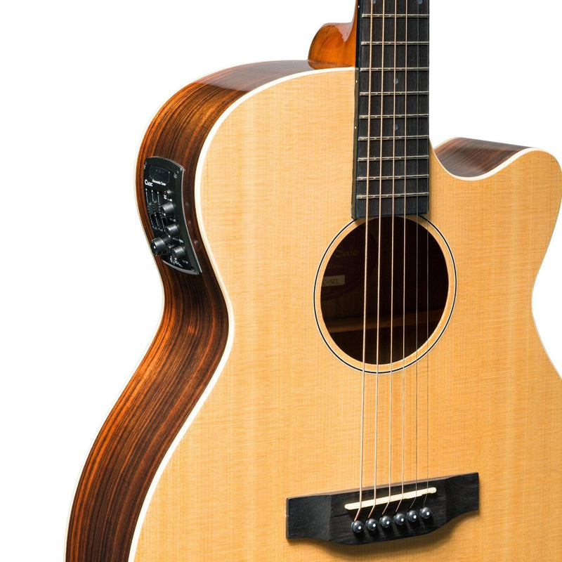 Martinez 'Southern Star Series' Spruce Solid Top Acoustic-Electric Small Body Cutaway Guitar (Natural Gloss)