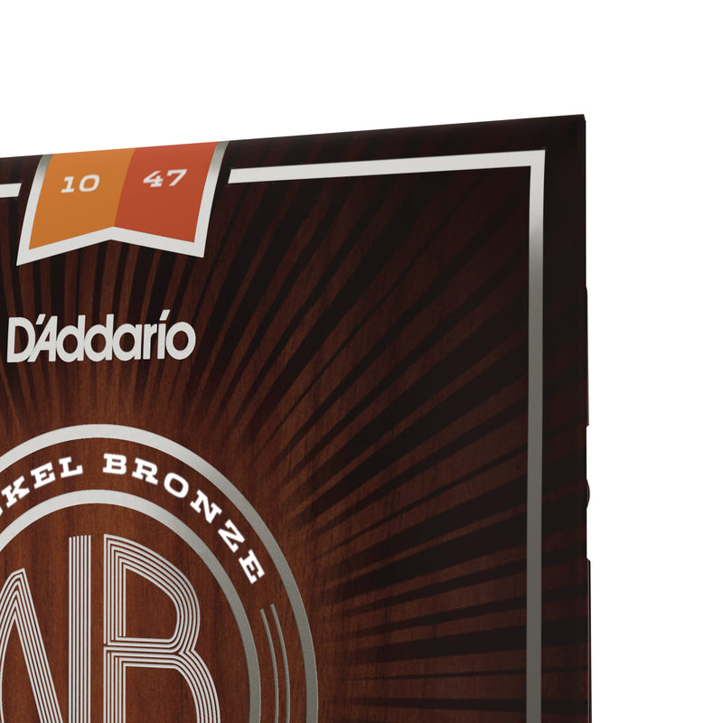 D'Addario NB1047 Nickel Bronze Acoustic Guitar Strings, Extra Light, 10-47