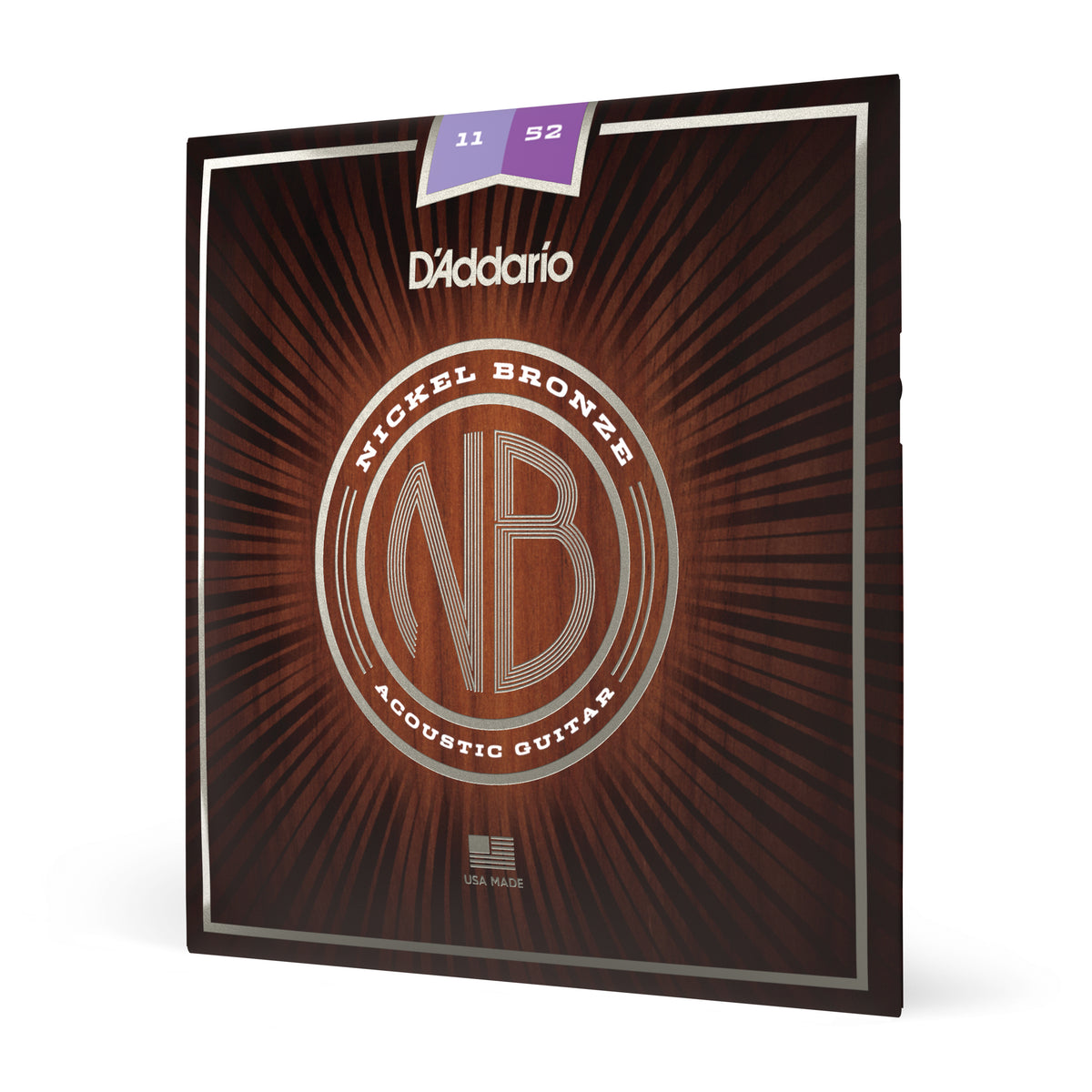 D'Addario NB1152 Nickel Bronze Acoustic Guitar Strings, Custom Light, 11-52