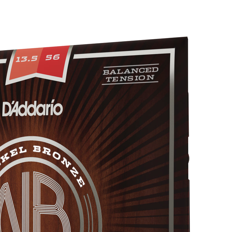 D'Addario NB13556BT Nickel Bronze Acoustic Guitar Strings, Balanced Tension Medium, 13.5-56