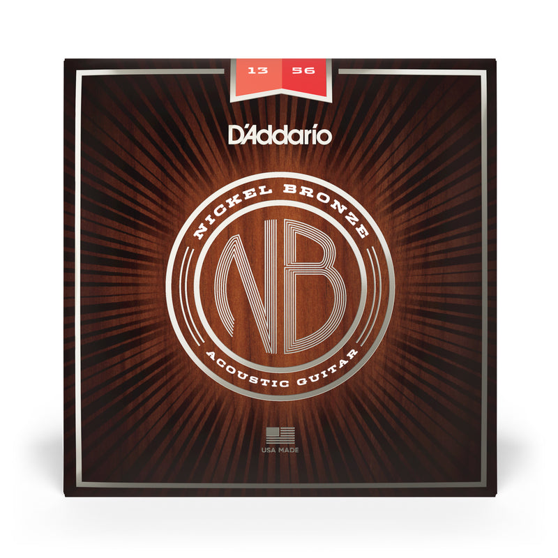 D'Addario NB1356 Nickel Bronze Acoustic Guitar Strings, Medium, 13-56