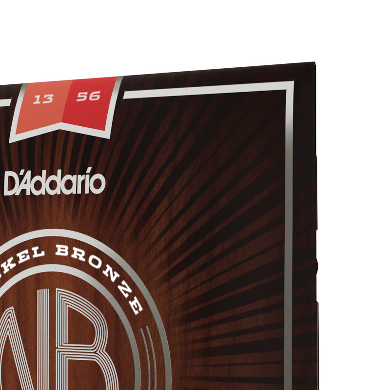 D'Addario NB1356 Nickel Bronze Acoustic Guitar Strings, Medium, 13-56