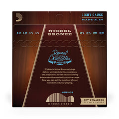 D'Addario NBM1038 Nickel Bronze Mandolin Strings, Light, 10-38