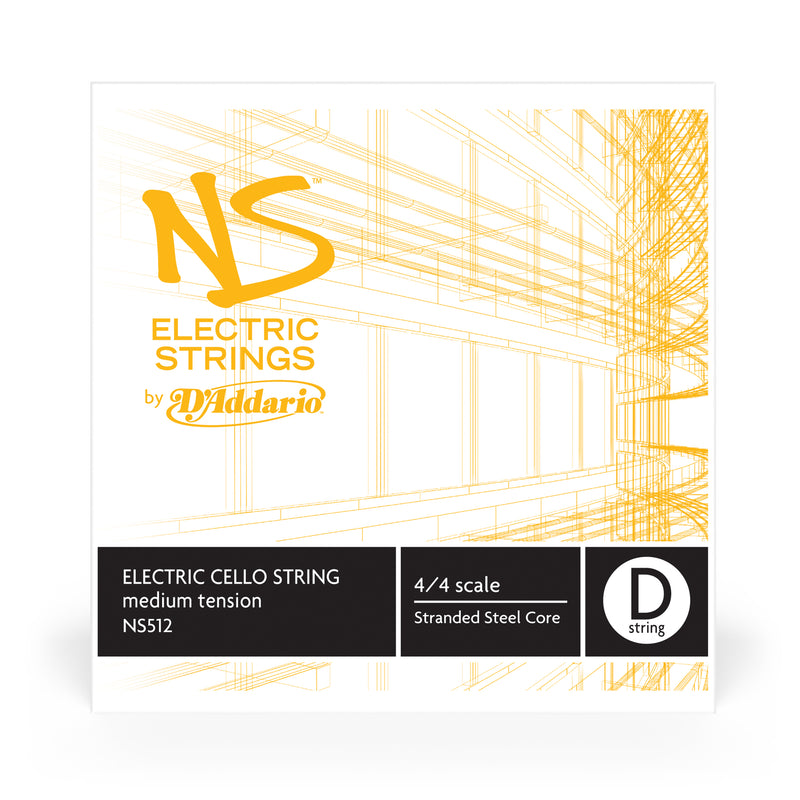 D'Addario NS Electric Cello Single D String, 4/4 Scale, Medium Tension