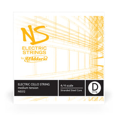 D'Addario NS Electric Cello Single D String, 4/4 Scale, Medium Tension