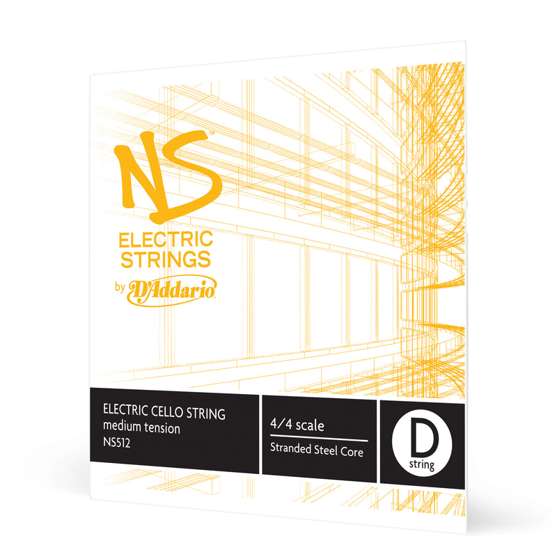 D'Addario NS Electric Cello Single D String, 4/4 Scale, Medium Tension