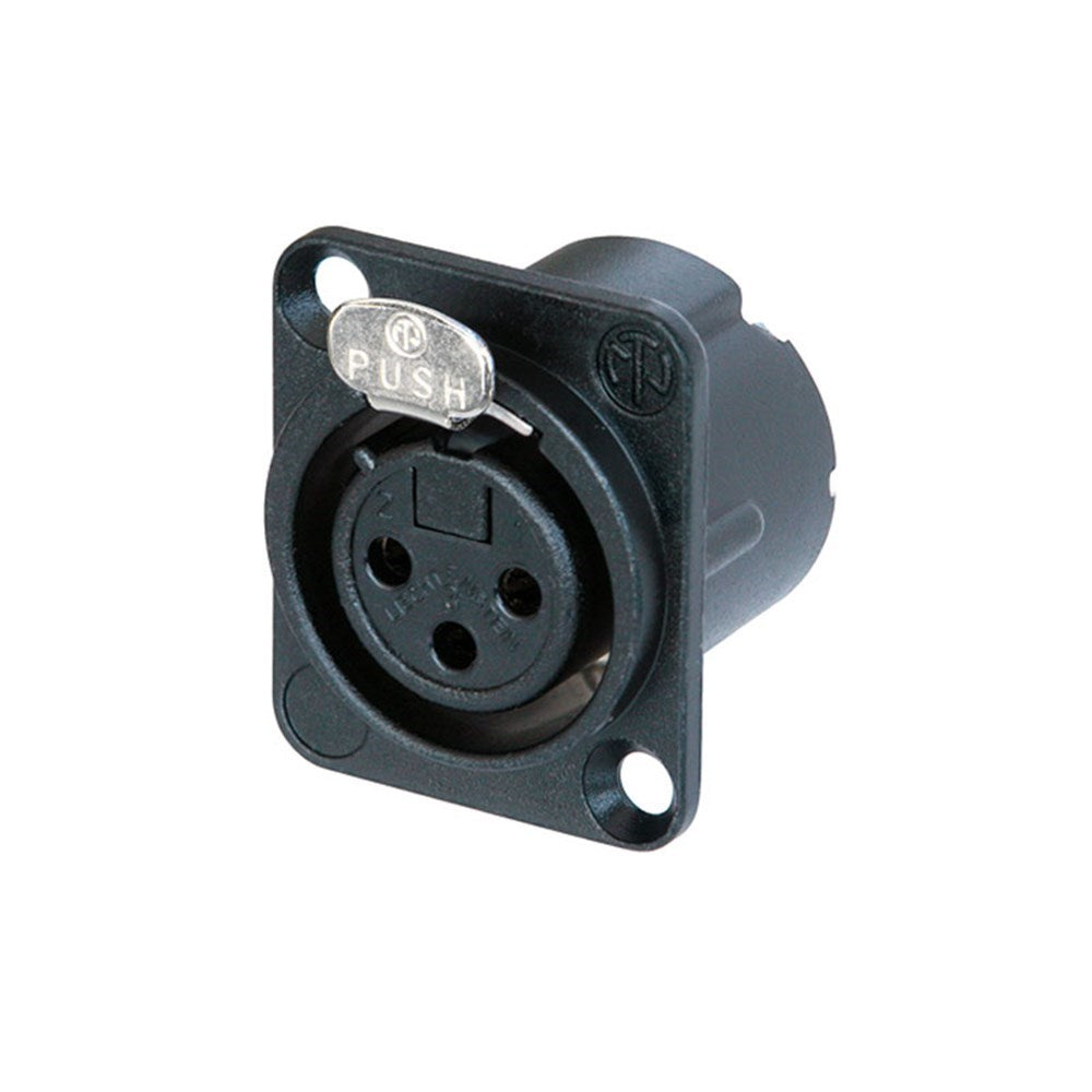 Neutrik FEMALE 3-PIN DLX-SERIES WITH SOLDER TERMINALS & LATCH WITH BLACK BODY & SILVER PINS (NC3FD-LX-BAG)