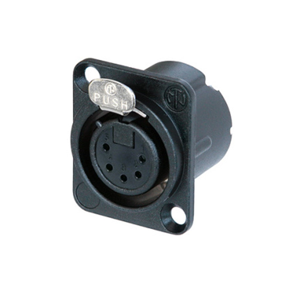 Neutrik FEMALE 5-PIN W SOLDER TERMINAL & LATCH WITH BLACK BODY AND SILVER PINS (NC5FD-LX-BAG)