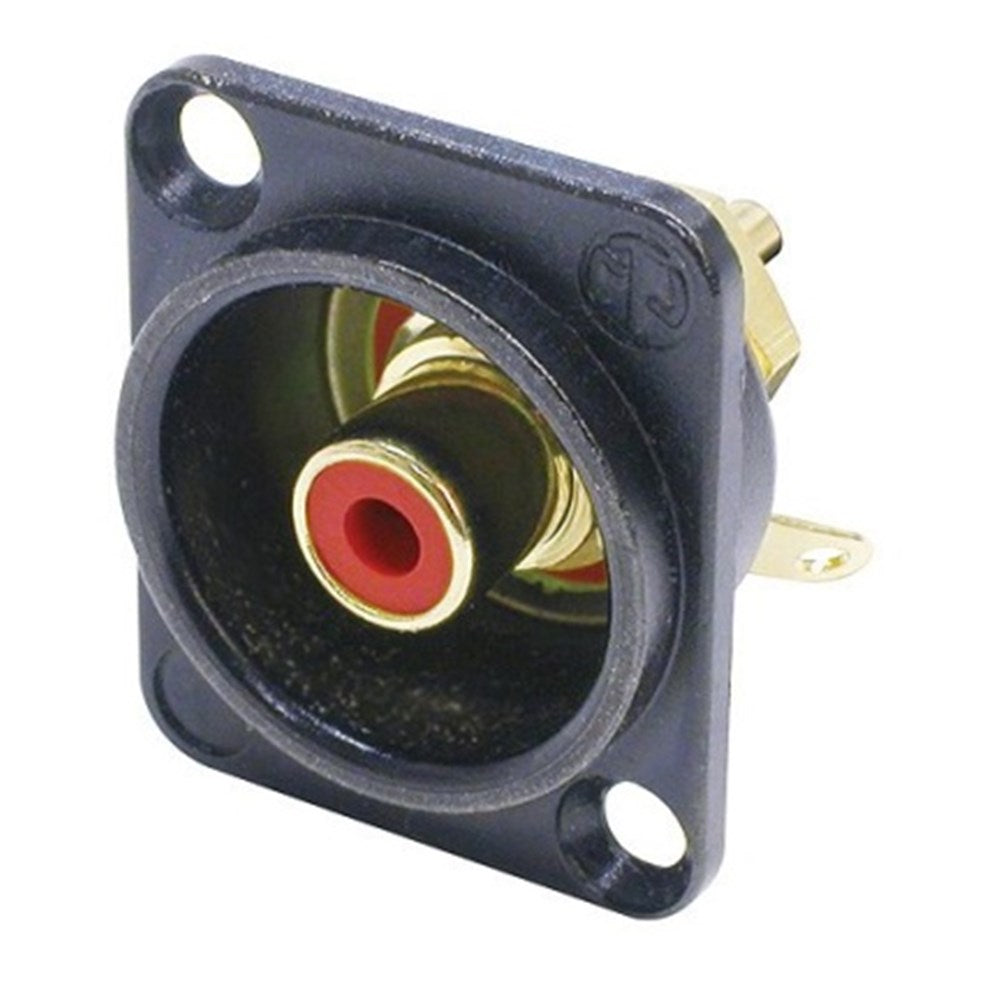 Neutrik RECESSED RCA SOCKET BLACK SHELL RED INSULATOR (NF2D-B-2)