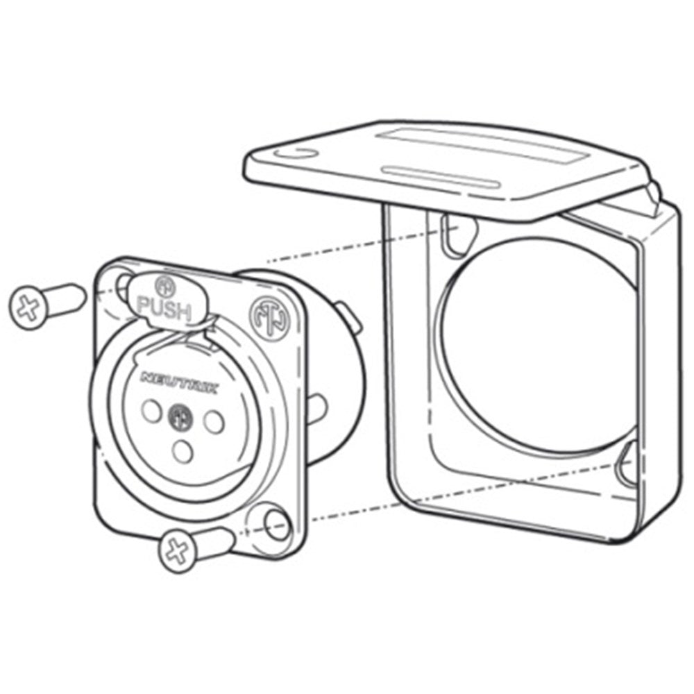 Neutrik BLACK HINGED SEALING COVER FOR ALL D-SIZE CONNECTORS - (BLACK INDICATES MM PC) (SCDX)
